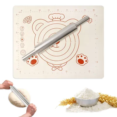 Immagine prodotto di Mattarello in acciaio inossidabile con tappetino da forno in silicone