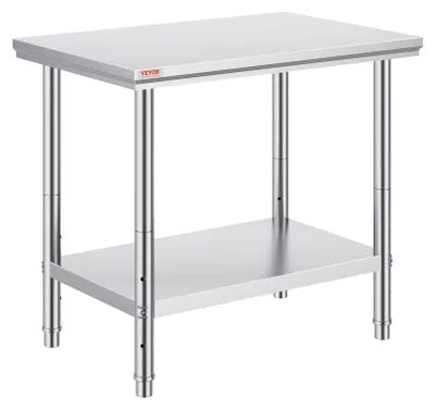Image de Table de travail en acier inoxydable 900 x 600 x 70 mm Préparation des repas pour la préparation des repas, la couture, la lessive, le bricolage, l'utilisation du garage, etc.