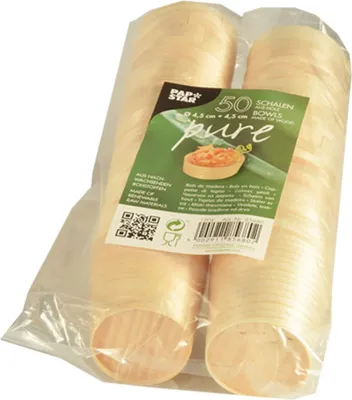Obrázok produktu pre Papstar 85680, Misa, Kolo, Drevo, Drevo, Jednofarebné, 50 kusov