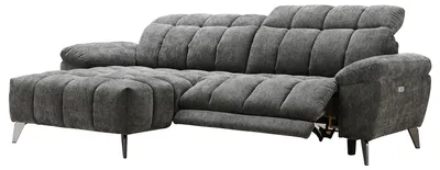 Produktbild von home24 Ecksofa mit Longchair - Grau - Chenille