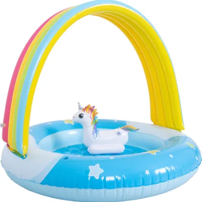 Produktbild von SunClub Baby-Planschbecken „Einhorn“ aufblasbar mit Sonnendach – Kinderpool rund Ø 95 x 80 cm