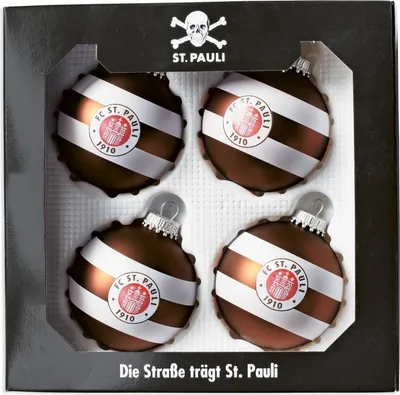 Produktbild von FC St. Pauli - Christbaumkugeln Logo Streifen - braun/weiß