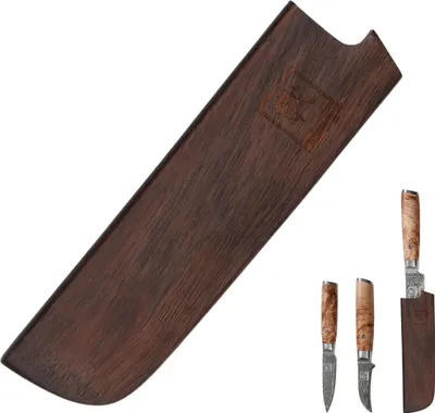 Produktbild von Zayiko Klingenschutz aus massivem Nussbaumholz, Schutzhülle für Klingen bis 16 cm Länge