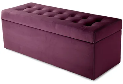 Produktbild von MG Design Polsterhocker Violett 45x120 cm - Stauraum 140L, bis 300 kg, samtig-weich mit Schimmer, pflegeleicht, für Wohnzimmer & Flur