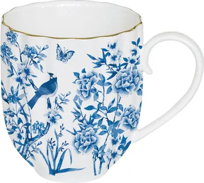Produktbild von Becher, Tasse PARADISE GARDEN für 300ml weiß blau Porzellan Easy Life