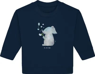 Produktbild von Mr. & Mrs. Panda Organic Baby Pullover Elefant Seifenblasen 6. - 12. Monat - French Navy - Geschenk, Liebe, Lustige Sprüche, Bullover, Elefanten, Heimat, Liebesspruch
