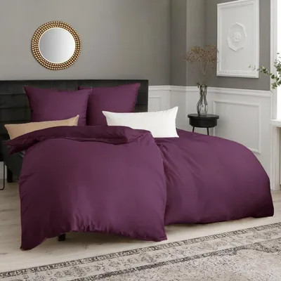 Produktbild von Bettwäsche-Set 4-teilig Lila 155x220 cm Mikrofaser Bügelfrei mit Reißverschluss