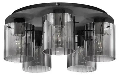 Produktbild von Nova Luce Deckenleuchte Mirbi 5-flammig 5xE27 Schwarz Stahl Glas Ø52cm 9236204