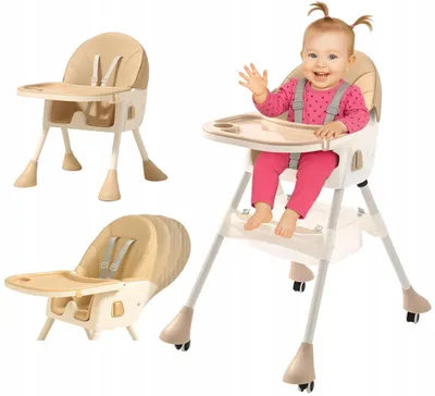 Produktbild von Ekspand | Hochstuhl 4in1 - Beige - Klappbar - Max. Belastung 60 Kg - mit Tablett