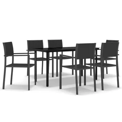 Produktbild von vidaXL 7-tlg. Garten-Essgruppe Schwarz