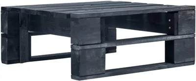 Produktbild von Schwarze Palettenottomane aus imprägniertem Kiefernholz für den Außenbereich, 60 x 60 x 25 cm, wetterbeständiger Garten- und Sitzhocker für Terrasse, Balkon und Patio