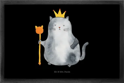 Produktbild von Mr. & Mrs. Panda Schmutzmatte Katze König 50 x 75 cm - Schwarz - Geschenk, Königlich, fußmatte, Miau, Katzen, Queen, Fußabtreter, Gummimatte, Eingangsteppich, Familie