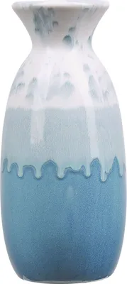 Produktbild von BELIANI Blumenvase Weiß und Blau Steinzeug 25 cm mit Muster Glamourös Farbverlauf Deko Accessoires Wohnzimmer Schlafzimmer Flur Eingangsbereich Kamin