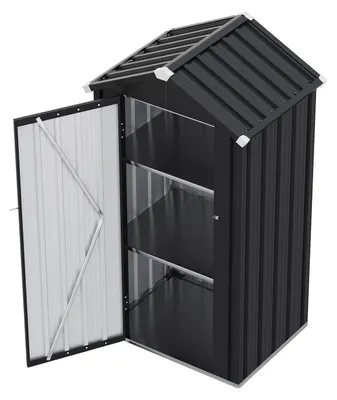 Produktbild von Gerätehaus Metall mit Boden 87,5x67 cm wetterfest 160 cm hoch 2 verstellbare Böden