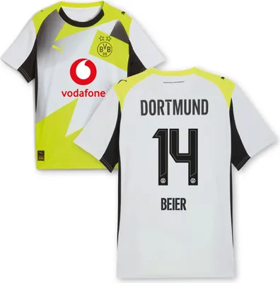 Produktbild von BVB Auswärtstrikot Kinder Saison 2025/26 Flock: Beier - Größe: 128