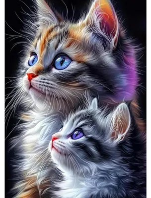 Image de Kit de peinture diamant "Chat moelleux", 5D, avec strass, dimensions 30x40 cm