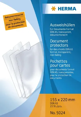 Produktbild von Ausweishülle 155x220mm für Dokumente DIN A5 Packung mit 25 Stück