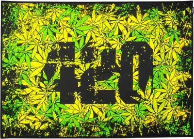 Produktbild von PSYWORK Schwarzlicht Stoffposter Neon "420", 1,0x1,4m