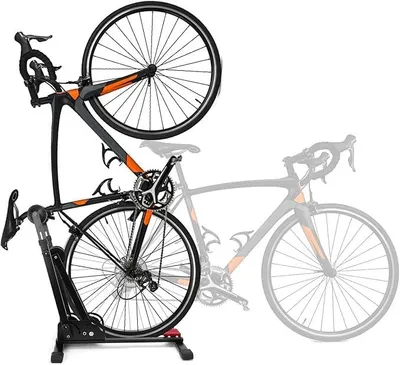 Produktbild von Fahrradständer Boden, vertikaler und horizontaler höhenverstellbarer Fahrradbodenständer, Freistehender aufrechter Bodenständer für Mountainbike und Rennrad in Innenräumen bis (Schwarz)