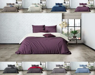 Produktbild von Uni Einfarbig Wende Bettwäsche Mistral Edel Perkal 100% Ägyptische Baumwolle 155 cm x 220 cm Pristine-Dark Violet