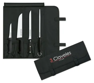 Schinkenmesser-Set im Etui, 3 Messer, 25 cm, schwarz