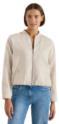 Immagine prodotto di Giacca blouson Cecil in lino con zip, colore beige macadamia, modello strutturato