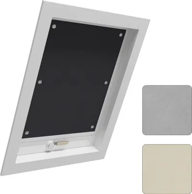 Produktbild von Thermo-Dachfensterrollo ohne Bohren, Verdunkelung mit Saugnäpfen | Schwarz | 76x115cm