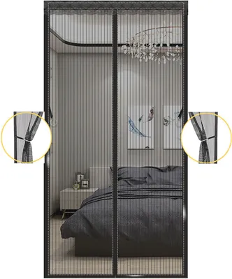 Produktbild von MODFU Fiberglas Magnet Fliegengitter Tür,100x210cm Winddicht Magnetvorhang Insektenschutz Balkontür,Neue Langlebiger,Kratzfest,Stärkere Magneten Fliegenvorhang für Balkontür,Kellertür Schwarz