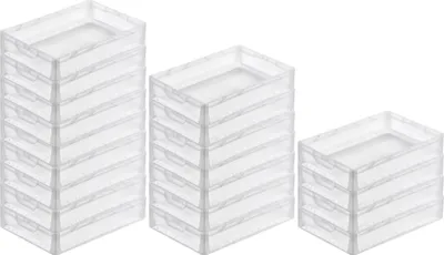 Produktbild von SparSet 20x Transparenter Eurobehälter LightLine mit offenem Griff | HxBxT 12x40x60cm | 24 Liter | Eurobox, Transportbox, Transportbehälter, Stapelbehälter