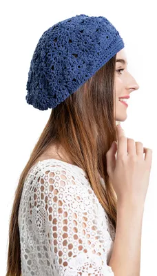 Immagine prodotto di Berretto da donna all'uncinetto, in cotone, leggero, taglia unica, ideale per l'estate