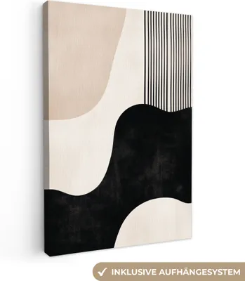 Obrázok produktu pre Plátno 20x30 cm - Japandi - Moderné - Čierna - Béžová, obraz Moderné, nástenné dekorácie, maľba