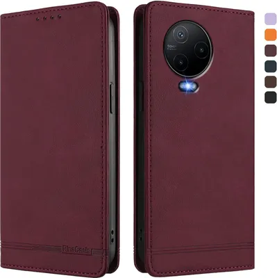 Image de Etui pour Infinix Note 12 (2023)/Note 12 Pro 4G, étui rétro en cuirPolyuréthaneavec support et fentes pour cartes de crédit Rouge