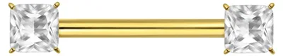 Produktbild von Brustwarzenpiercing, Zungenpiercing, Intim-Piercing Titan Nippelpiercing mit Innengewinde EINGEFASSTES KRISTALLQUADRAT