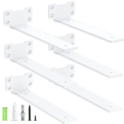 Image de Support mural pour étagères, 25 cm, blanc, lot de 6