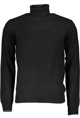 Produktbild von Herrenpullover Schwarz Langarm Rollkragen aus recycelten Fasern