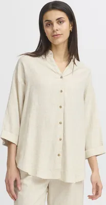 Produktbild von Fransa FRJUNA Damen Bluse Tunika Hemdbluse Leinenmix loose fit