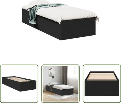 Produktbild von The Living Store Bettgestell Schwarz 75x190 cm Holzwerkstoff