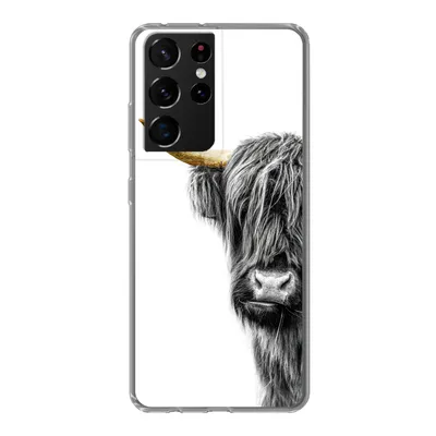 Produktbild von MuchoWow® Handyhülle Schutzhülle Hülle für Samsung Galaxy S21 Ultra Schottischer Highlander - Tiere - Schwarz und Gold Silikon Softcase Handy Hülle - Mobiltelefon