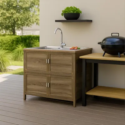 Produktbild von Spüle mit Abtropfläche und Unterschrank für Outdoorküche Sonoma