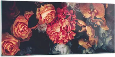 Produktbild von Bilder auf glas - Einteilig - Blumenstrauß Blumen Rosen - 120x50cm - Glasbilder - Wandbilder - Bilder - Wanddekoration aus Glas - Glas Bilder - Wandbild auf Glas - GAB120x50-5002