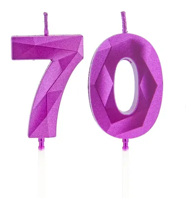 Productafbeelding van Set van 2 Lila 70 Jaar Verjaardagskaarsen voor Taartdecoratie
