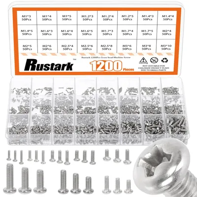 Productafbeelding van 1200 Stuks 24 Maten Zilveren Phillips Pan Head Machine Schroeven Assortiment Kit