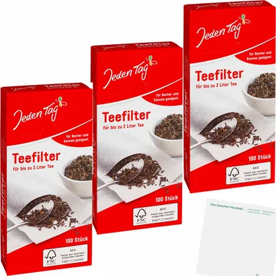 Produktbild von Jeden Tag Teefilter 3er Pack (3x100Stk) + usy Block