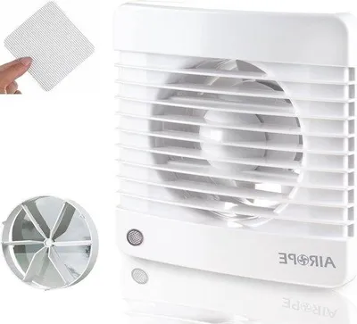 Immagine prodotto di Ventilatore da 125 mm con valvola di non ritorno e zanzariera integrata - silenzioso - bagno/vasca da bagno/cucina/box doccia/WC - 91 W, 31 dB(A)