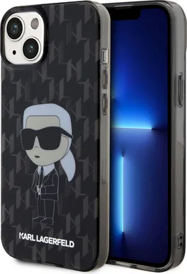 Image de Karl Lagerfeld iPhone 15 & 14 Plus TPU Hardcase - Ikonik Monogram - Noir
