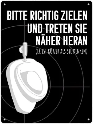Produktbild von Bitte richtig zielen… Toilette Urinal Metallschild XXL in 28x38 cm mit