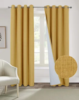 Immagine prodotto di Tende oscuranti effetto lino, 100% oscuranti, 2 pezzi, 140 x 260 cm, con passanti, ideali per il soggiorno