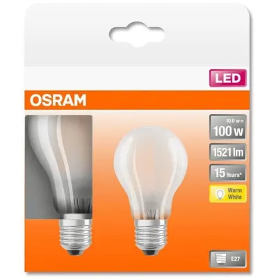 Immagine prodotto di Scatola OSRAM con 2 lampade LED standard con vetro smerigliato - 10 W equivalente a 100 W E27 - Bianco caldo