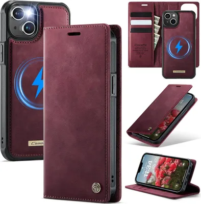 Obrázok produktu pre Puzdro na mobilný telefón pre iPhone C49 2v1 Pre iPhone 15-vínová červená