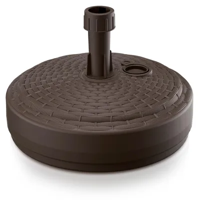 Produktbild von DEUBA® Sonnenschirmständer Poly Rattan Rund bis Ø 26 mm Mast Befüllbar Sonnenschirm Schirmständer Ständer Gartenschirm Balkon Terrasse Garten Braun